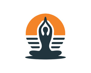 Yoga logo design icon symbol vector illustration. International yoga day.  meditation, relaxation, and healthy lifestyle.