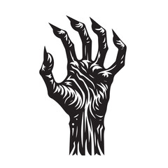 Zombie Hand silhouette vector on white background 