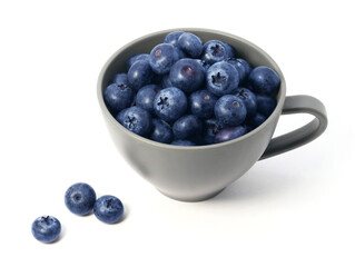 Blueberries in cup isolated on white background