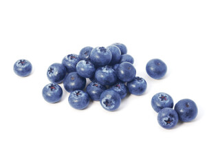 Pile of blueberries isolated on white background