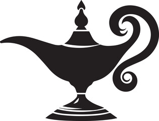 Aladdin lamp silhouette black vector