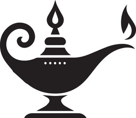 Aladdin lamp silhouette black vector