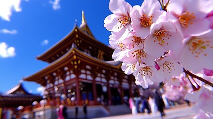 Tokyo Cherry Blossoms  Temple Spring Bloom.