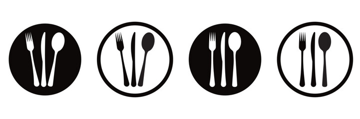 place setting cutlery knife, spoon and plate set icons of vector  illustration
