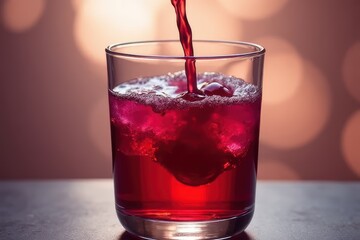Red Grape Juice Pouring into Glass
