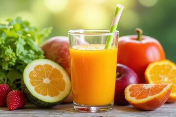 Vitamin and Nutrient Booster - Vibrant Closeup of Healthy Ingredients