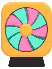 Obraz premium Stylized Rotating Fan Illustration Pink, Mint, and Yellow Swirl Design