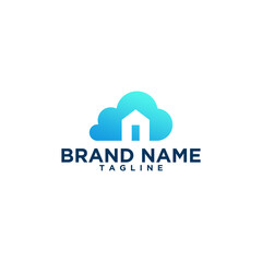 blue color combination cloud and home logo for download