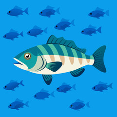 fish on blue background