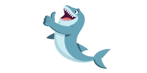 Naklejka premium cheerful cartoon shark giving a thumbs up