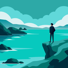 Obraz premium man on the sea