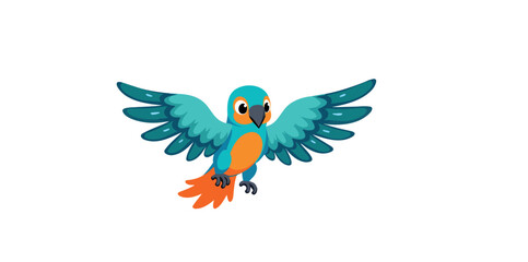 cheerful blue and parrot in flight