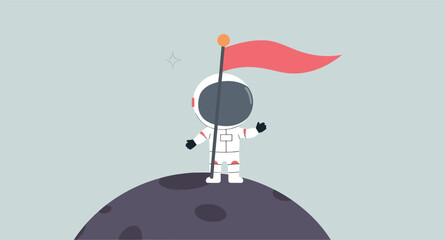 Obraz premium astronaut planting a flag on a planet