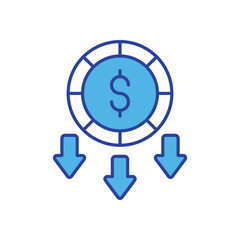 Decrease  icon isolated on a white background. Vector illustration.