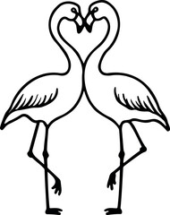 Fototapeta premium two flamingos forming a heart shape silhouette
