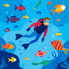 underwater scene with fishes