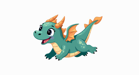 Obraz premium adorable baby dragon with teal scales and wings