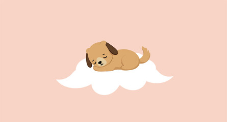 adorable puppy sleeping on a cloud