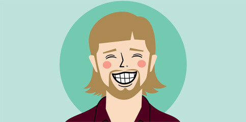 joyful man with blond hair smiling