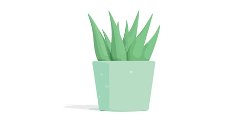 vibrant green succulent plant in a light green pot