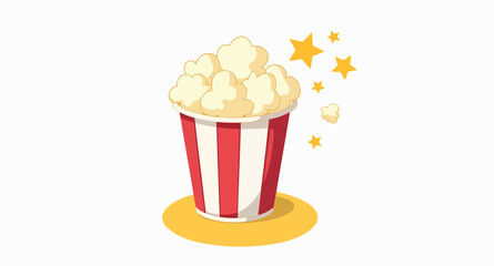 cartoon of popcorn in a striped bucket with stars