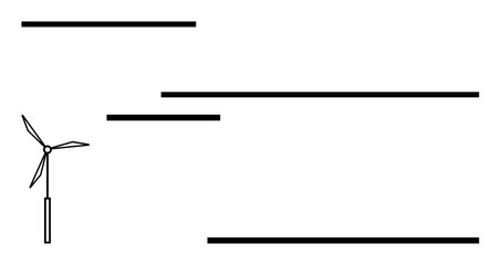 Wind turbine standing next to horizontal lines, representing wind power, sustainability, and clean energy sources. Ideal for eco-innovation, renewable energy, sustainability, green growth