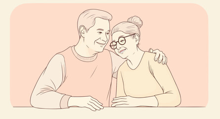 smiling elderly couple embracing symbolizing love and companionship