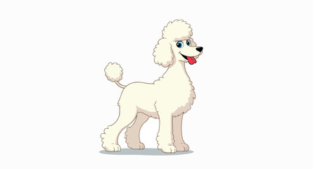 adorable white cartoon poodle with blue eyes