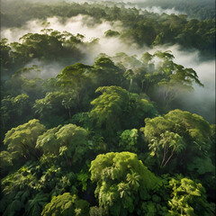 Misty Forest Canopy: Nature's Serene Breath