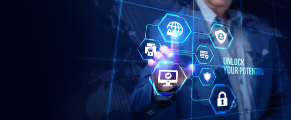 Cyber security data protection business technology privacy concept. Unlock your potential