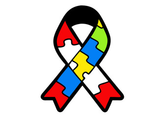 Colorful puzzle piece ribbon