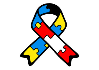 Colorful puzzle piece ribbon