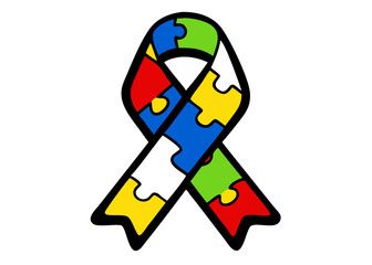 Colorful puzzle piece ribbon