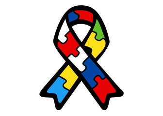 Colorful puzzle piece ribbon