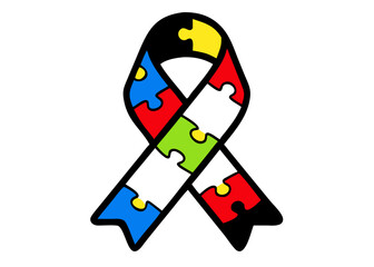 Colorful puzzle piece ribbon
