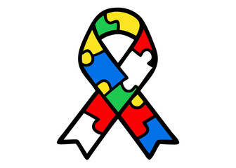 Colorful puzzle piece ribbon