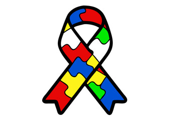 Colorful puzzle piece ribbon