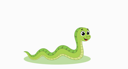 cheerful cartoon green snake