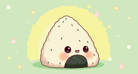 cheerful cartoon onigiri
