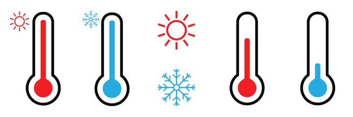Cold and hot icon vector. temperature illustration sign. thermometer symbol. 