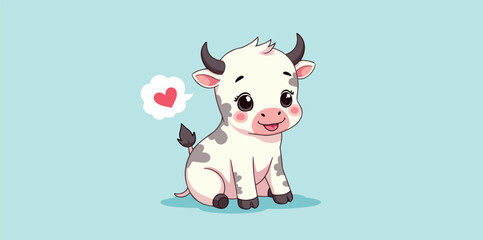 adorable sitting calf with large eyes and friendly expression