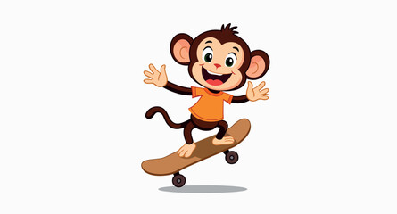 cheerful monkey joyfully rides a skateboard radiating happiness and energy.
