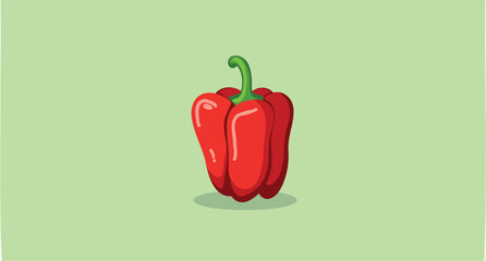 vibrant red bell pepper on light green background