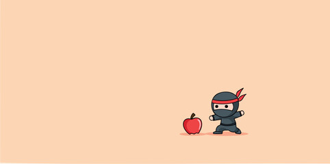 small ninja approaching a partially eaten red © Rysak