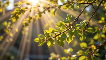 Chasing Sunbeams Delicate leaves intertwined with streams of sunlight, creating a warm and inviting atmosphere.