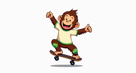 joyful monkey skateboarding cartoon