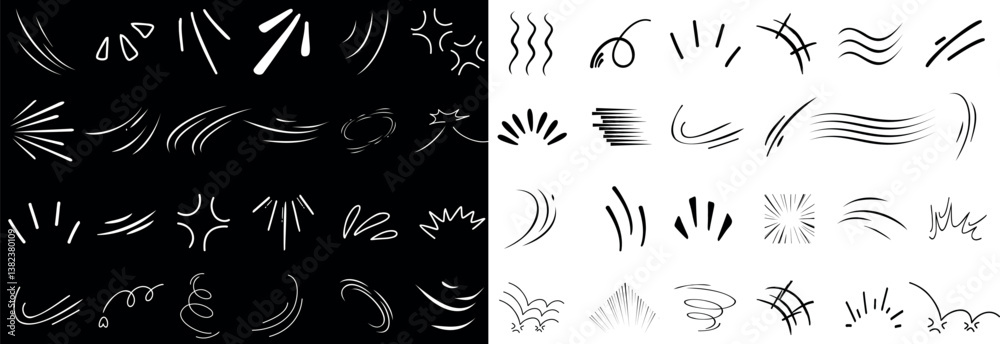 Wall mural dynamic line movement elements for design projects. abstract black and white motion graphics add ene