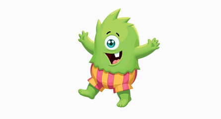 joyful one-eyed green radiating happiness