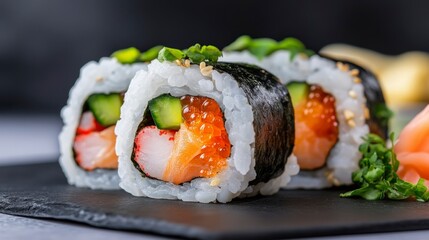 Futuristic Plant-Based Sushi Roll Featuring Fresh Vegetables and Unique Ingredients