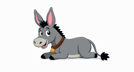 charming gray lying down with a bell on its collar